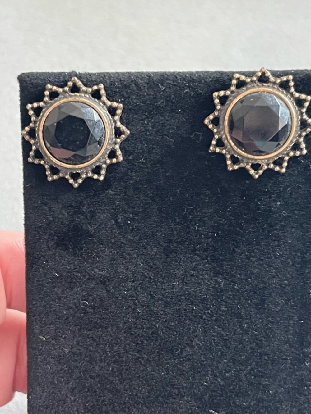 Black Sunburst Stud Earrings